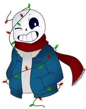 Sans Undertale Holiday Lights PNG image