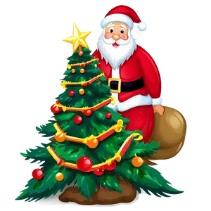 Santa And Christmas Tree Clipart Png 11 PNG image