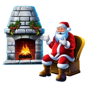 Santa Claus And Fireplace Png Ske PNG image