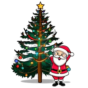 Santa Claus And Tree PNG 05212024