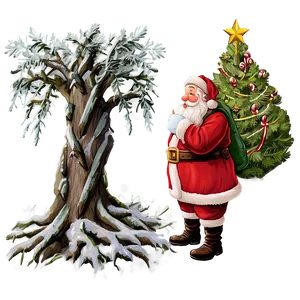 Santa Claus And Tree Png 89 PNG image