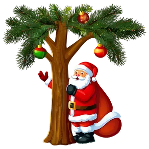 Santa Claus And Tree PNG Yip16