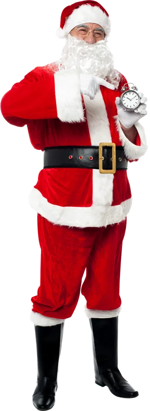 Santa_ Claus_ Holding_ Clock