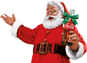 Santa Claus Holding Coca Cola PNG image
