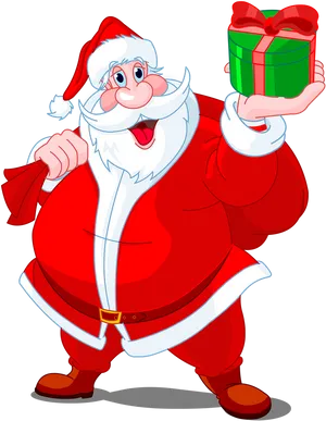 Santa Claus Holding Gift Transparent Background.png PNG image