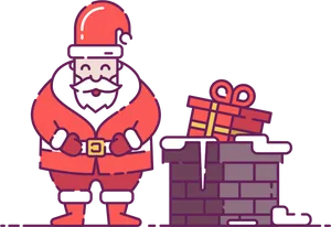 Santa Claus Near Chimney Christmas Clipart PNG image