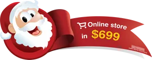 Santa Claus Online Store Promo Banner PNG image