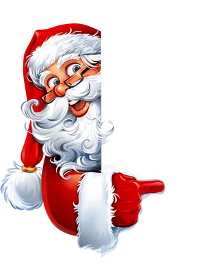 Santa Claus Peeking Around Blank Sign PNG image