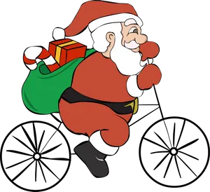 Santa Claus Riding B M X Bike With Gifts PNG image