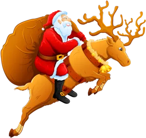 Santa Claus Riding Reindeer PNG image