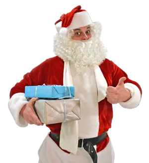 Santa Claus Thumbs Up With Gifts.png PNG image