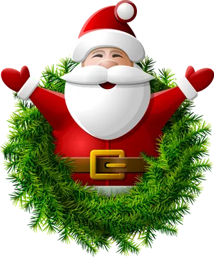 Santa Claus Wreath Greeting PNG image