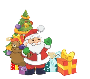 Santa Clauswith Christmas Treeand Gifts