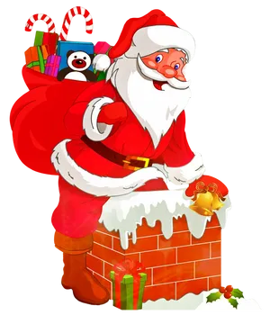 Santa Clauswith Giftsand Chimney PNG image