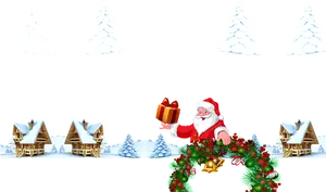 Santa Gift Winter Scene Vector PNG