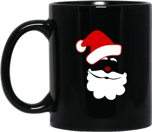 Santa Hat Beard Mug Design PNG