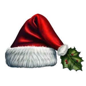 Santa Hat With Holly PNG Uef PNG