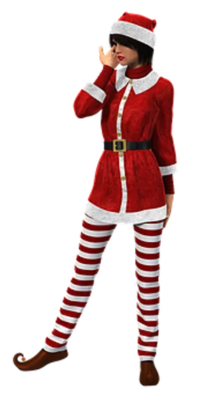 Santa Inspired Fashion Model Pose
