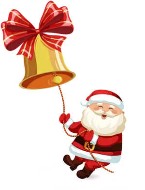 Santa Ringing Golden Bell PNG image