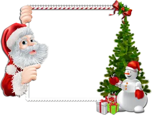 Santa Snowman Christmas Frame.png PNG image