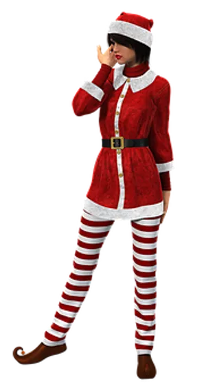Santa Themed Outfit3 D Model PNG image