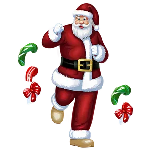 Santa With Candy Cane Cartoon Png 06282024 PNG image