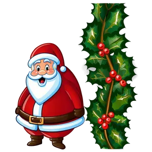 Santa With Holly Cartoon PNG 22 PNG