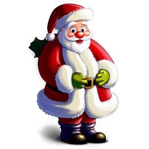 Santa With Holly Cartoon PNG Frx3 PNG
