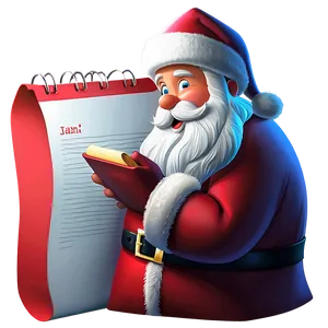 Santa With List Cartoon Png Wsf PNG image