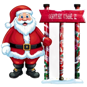 Santa With North Pole Sign Cartoon PNG 84 PNG