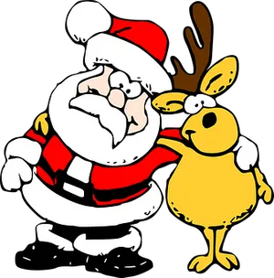 Santaand Reindeer Cartoon PNG image