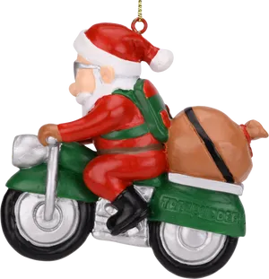Santaon Motorcycle Christmas Ornament PNG image