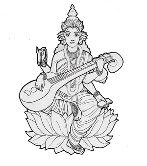 Saraswati Goddessof Knowledgeand Music PNG image