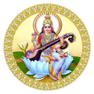 Saraswati Hindu Goddess Art PNG image