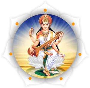 Saraswati Hindu Goddess Art PNG image