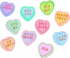 Sarcastic Candy Hearts PNG image