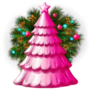 Satin Pink Christmas Tree PNG 06122024