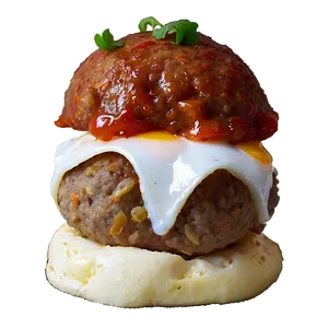 Saucy Meatballwith Mozzarellaand Basil PNG