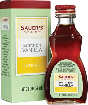 Sauers Imitation Vanilla Extract Bottleand Box PNG image