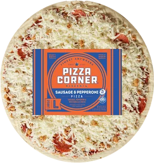 Sausage Pepperoni Pizza Corner Box PNG image