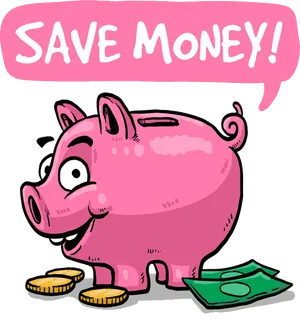 Save Money Piggy Bank Cartoon PNG
