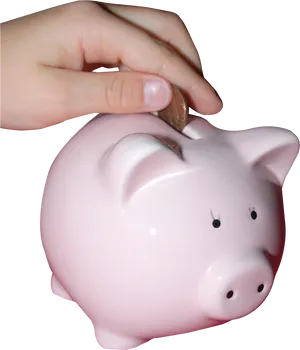 Saving Money Piggy Bank Coin Insertion PNG