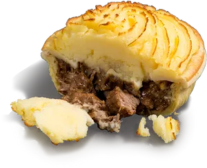 Savory Meat Piewith Mashed Potato Topping PNG image