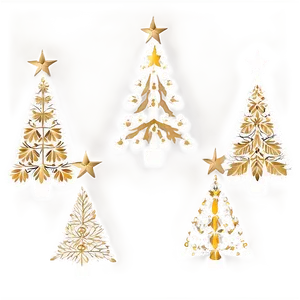Scandinavian Gold Christmas Tree Design PNG Owf PNG
