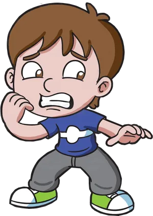 Scared Boy Cartoon Character PNG image