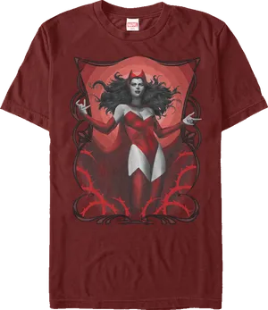 Scarlet Witch Red Tshirt Design PNG image