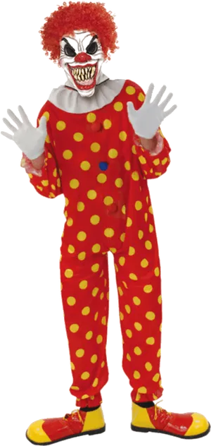 Scary Clown Costume Red Yellow Polka Dots PNG image