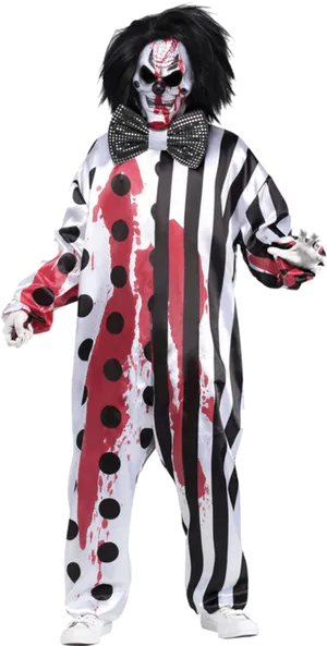 Scary Clown Costumewith Blood Stains PNG image