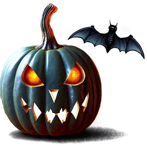 Scary Pumpkin With Bats PNG Ktc98 PNG