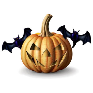 Scary Pumpkin With Bats PNG Yop